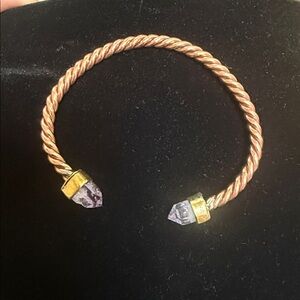 Elegant Copper Twist Bracelet with Amethyst ✨